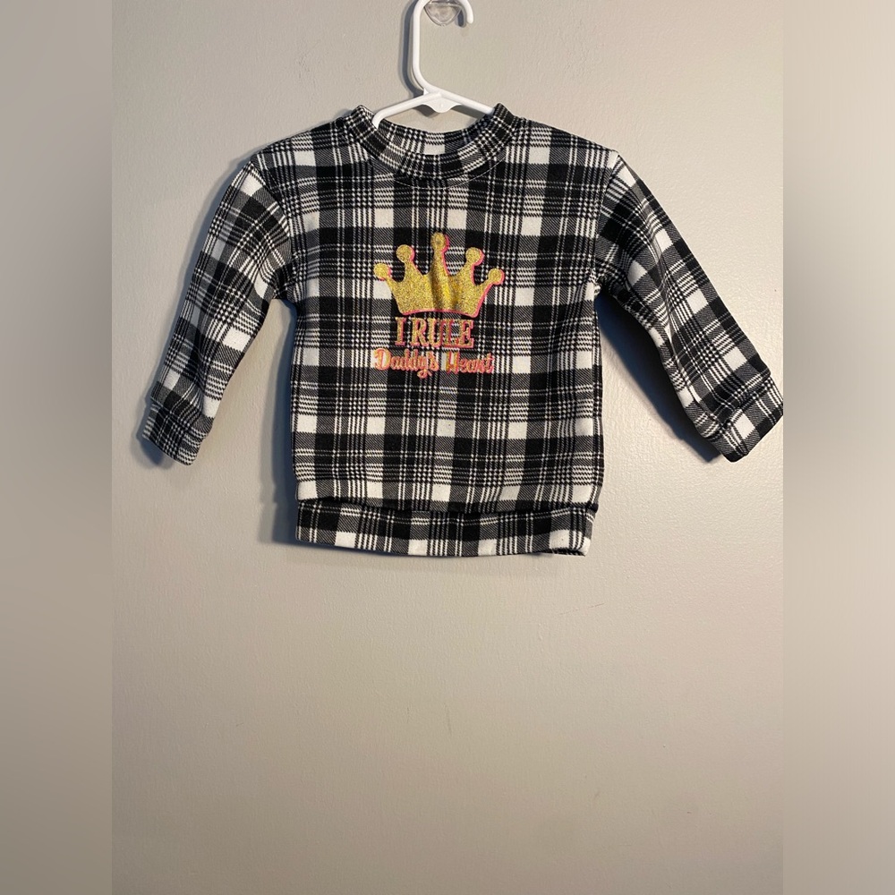 Item 76 Kids Plaid Long Sleeve Top with Embroidered Crown
